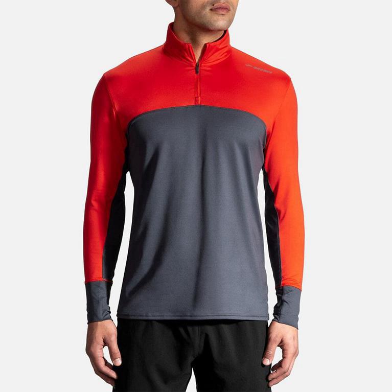 Brooks Dash Half Zip Running Jackets - Men's - Grey (01726-GELH)